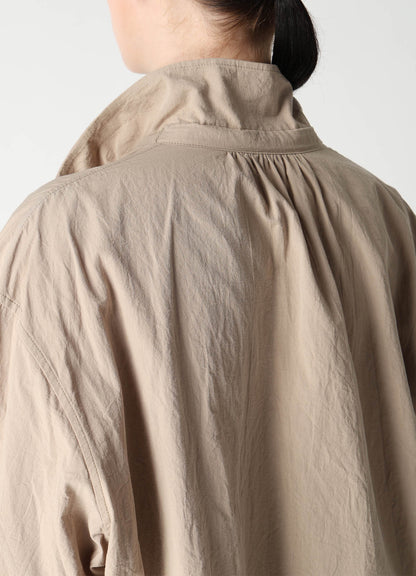 COTTON FLAX GATHERED COLLAR BLOUSE