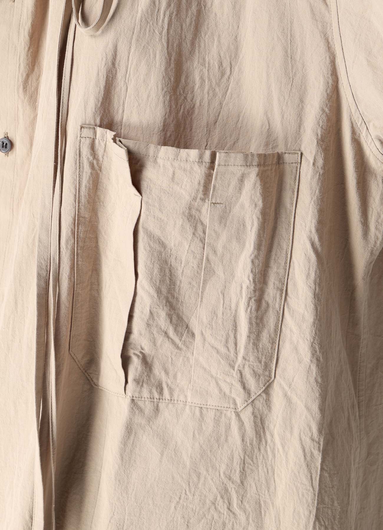 COTTON FLAX GATHERED COLLAR BLOUSE