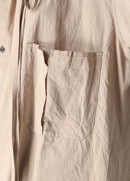 COTTON FLAX GATHERED COLLAR BLOUSE