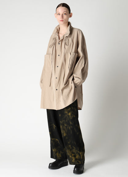 COTTON FLAX GATHERED COLLAR BLOUSE