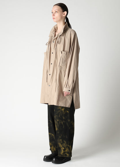 COTTON FLAX GATHERED COLLAR BLOUSE
