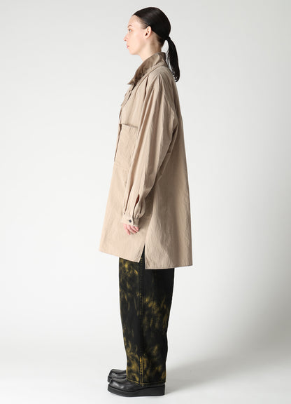 COTTON FLAX GATHERED COLLAR BLOUSE