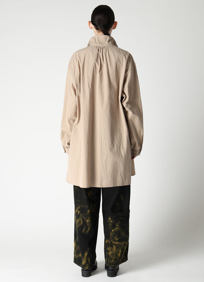 COTTON FLAX GATHERED COLLAR BLOUSE
