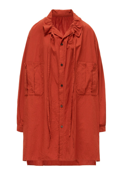 COTTON FLAX GATHERED COLLAR BLOUSE