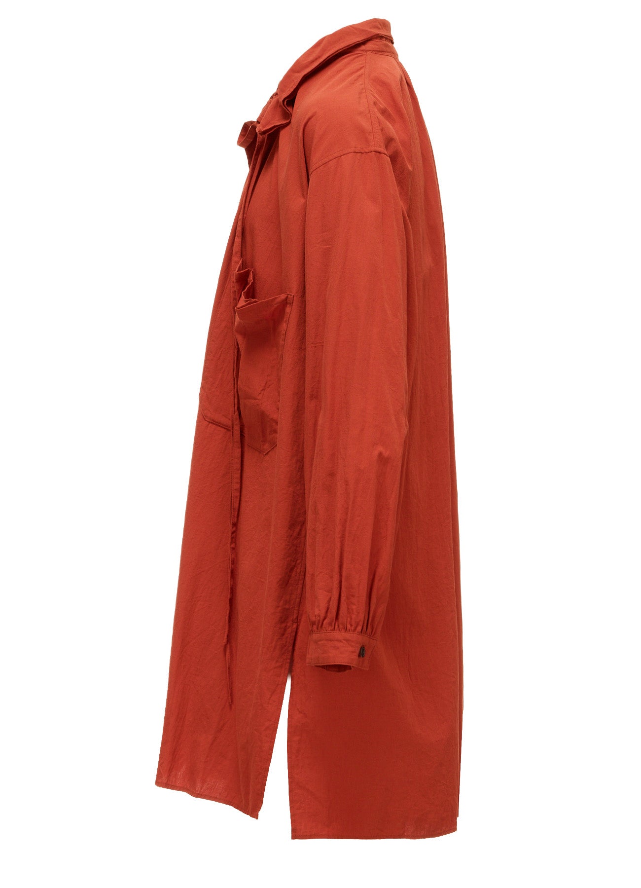 COTTON FLAX GATHERED COLLAR BLOUSE