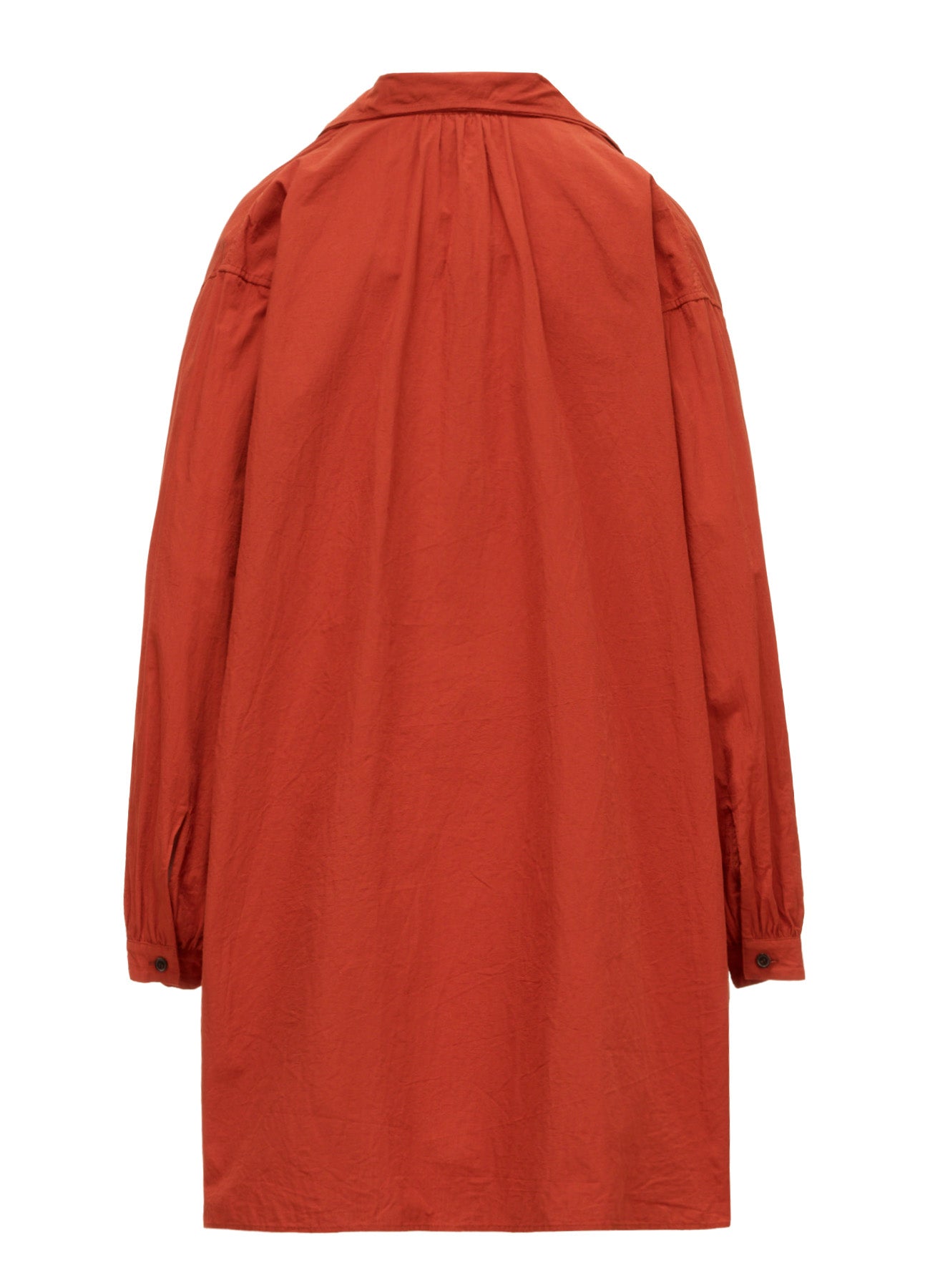 COTTON FLAX GATHERED COLLAR BLOUSE