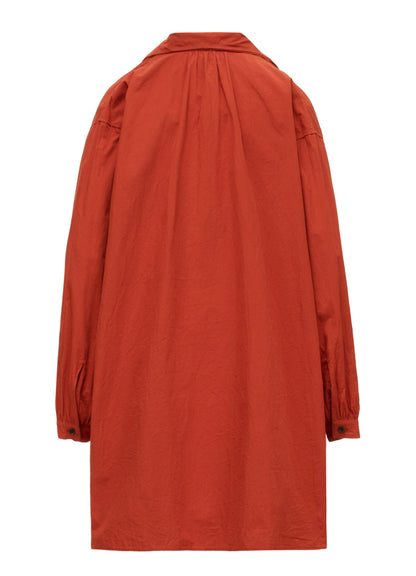 COTTON FLAX GATHERED COLLAR BLOUSE