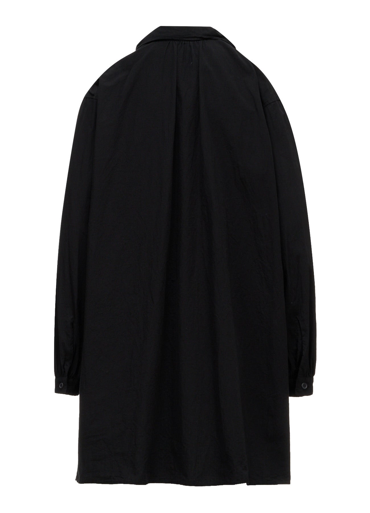 COTTON FLAX GATHERED COLLAR BLOUSE