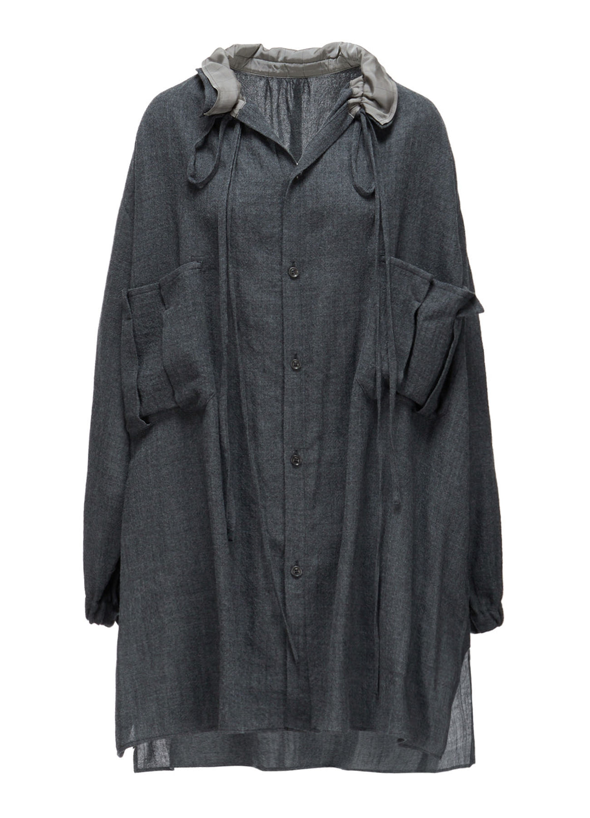 WOOL VIYELLA GATHER COLLAR BLOUSE