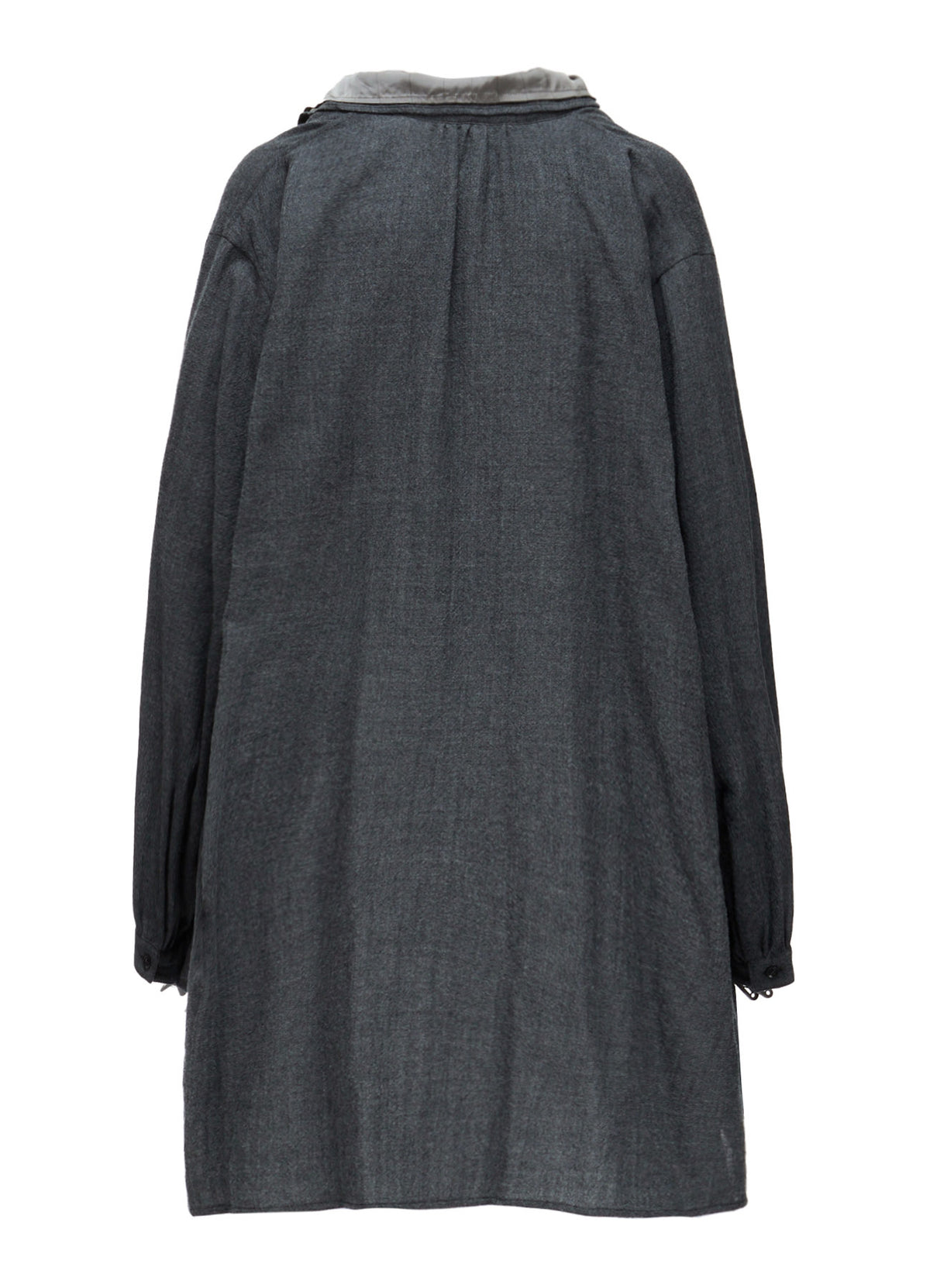 WOOL VIYELLA GATHER COLLAR BLOUSE