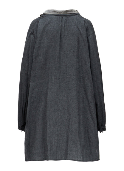 WOOL VIYELLA GATHER COLLAR BLOUSE