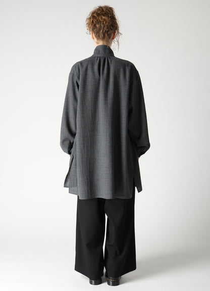 WOOL VIYELLA GATHER COLLAR BLOUSE