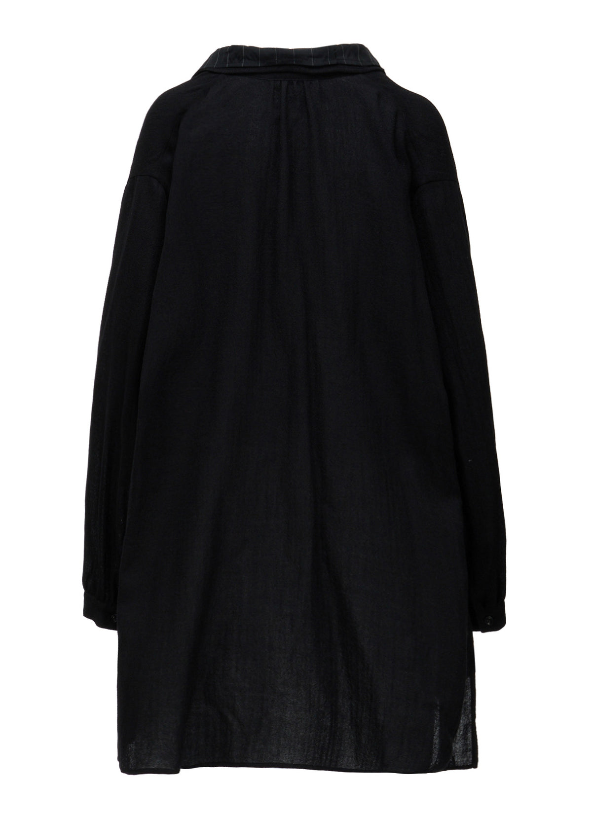 WOOL VIYELLA GATHER COLLAR BLOUSE