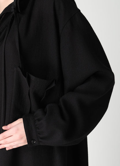 WOOL VIYELLA GATHER COLLAR BLOUSE