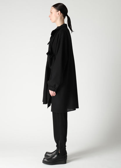 WOOL VIYELLA GATHER COLLAR BLOUSE