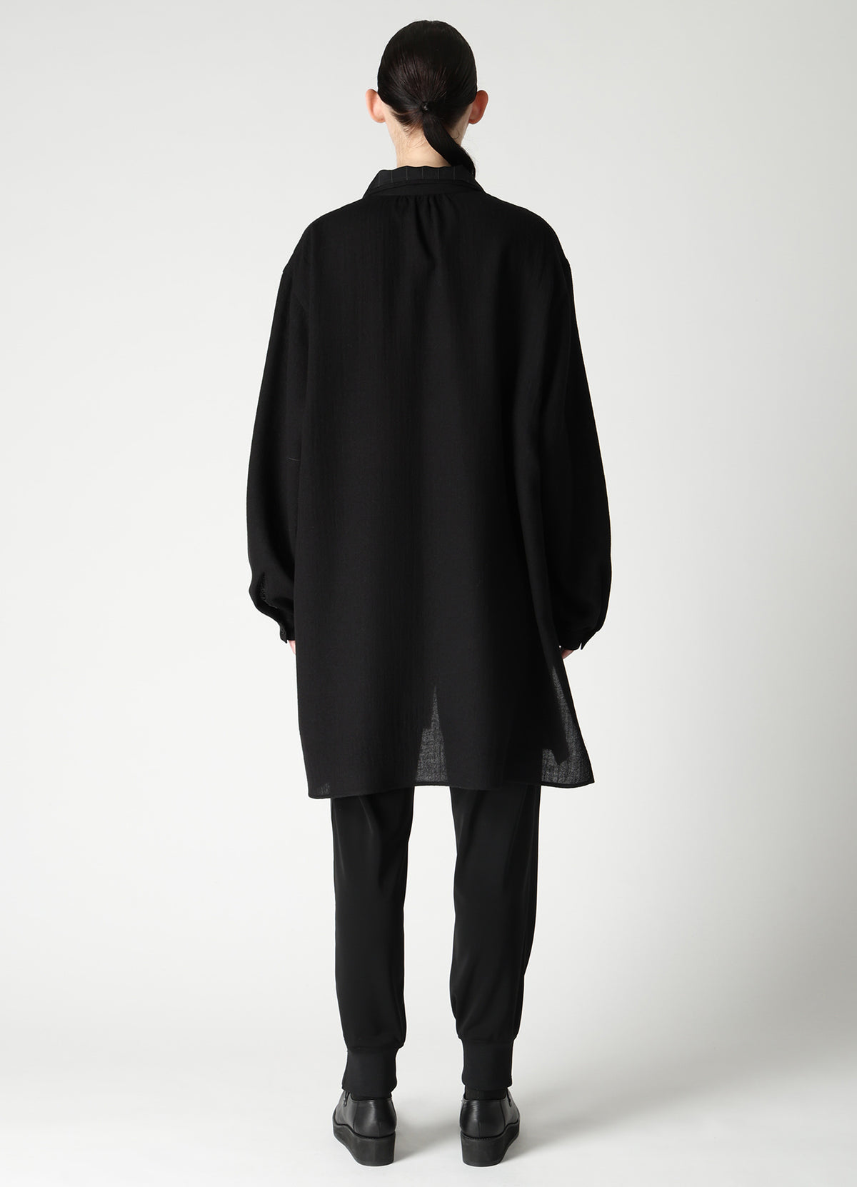 WOOL VIYELLA GATHER COLLAR BLOUSE