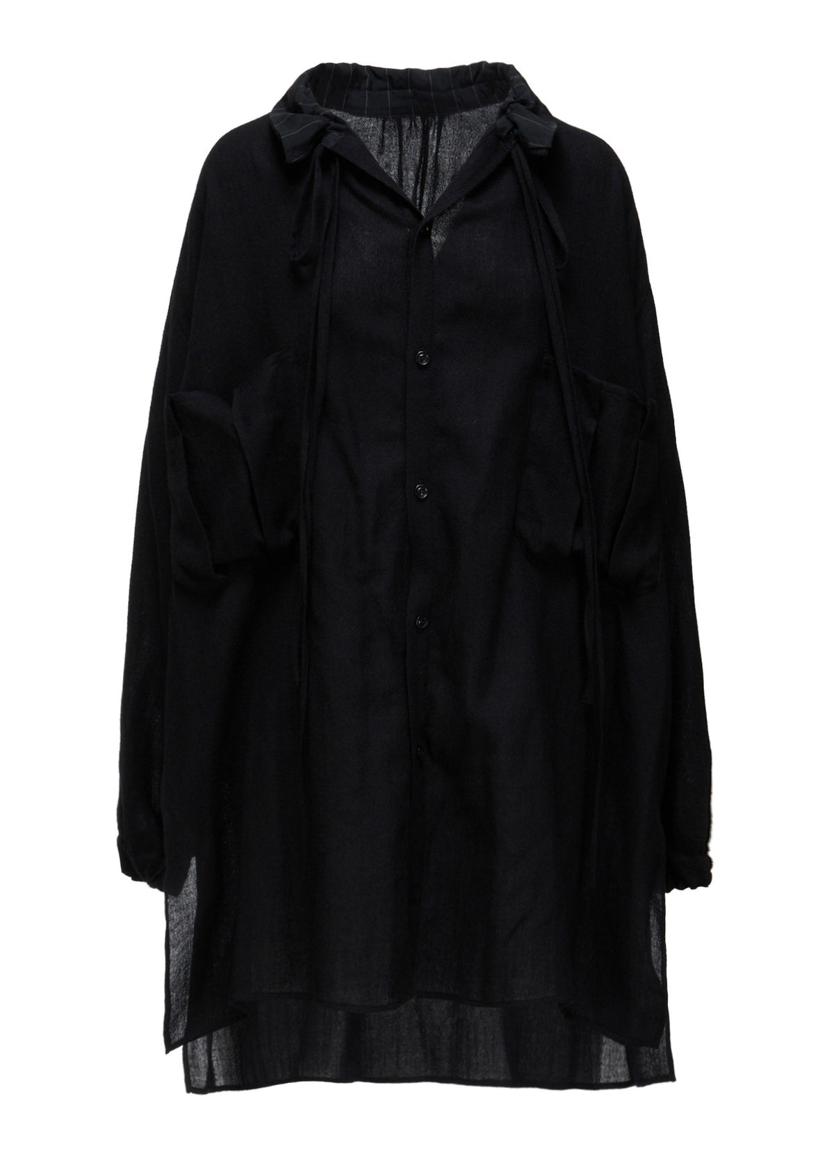 WOOL VIYELLA GATHER COLLAR BLOUSE