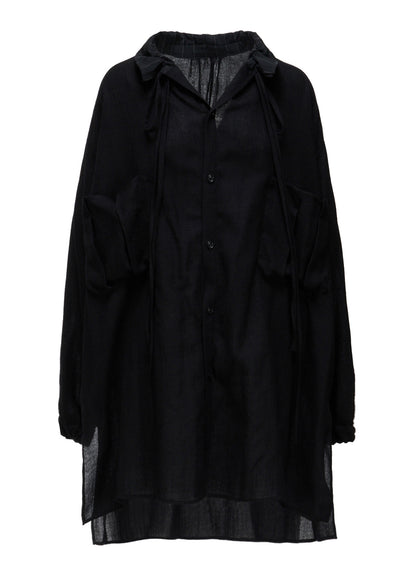 WOOL VIYELLA GATHER COLLAR BLOUSE