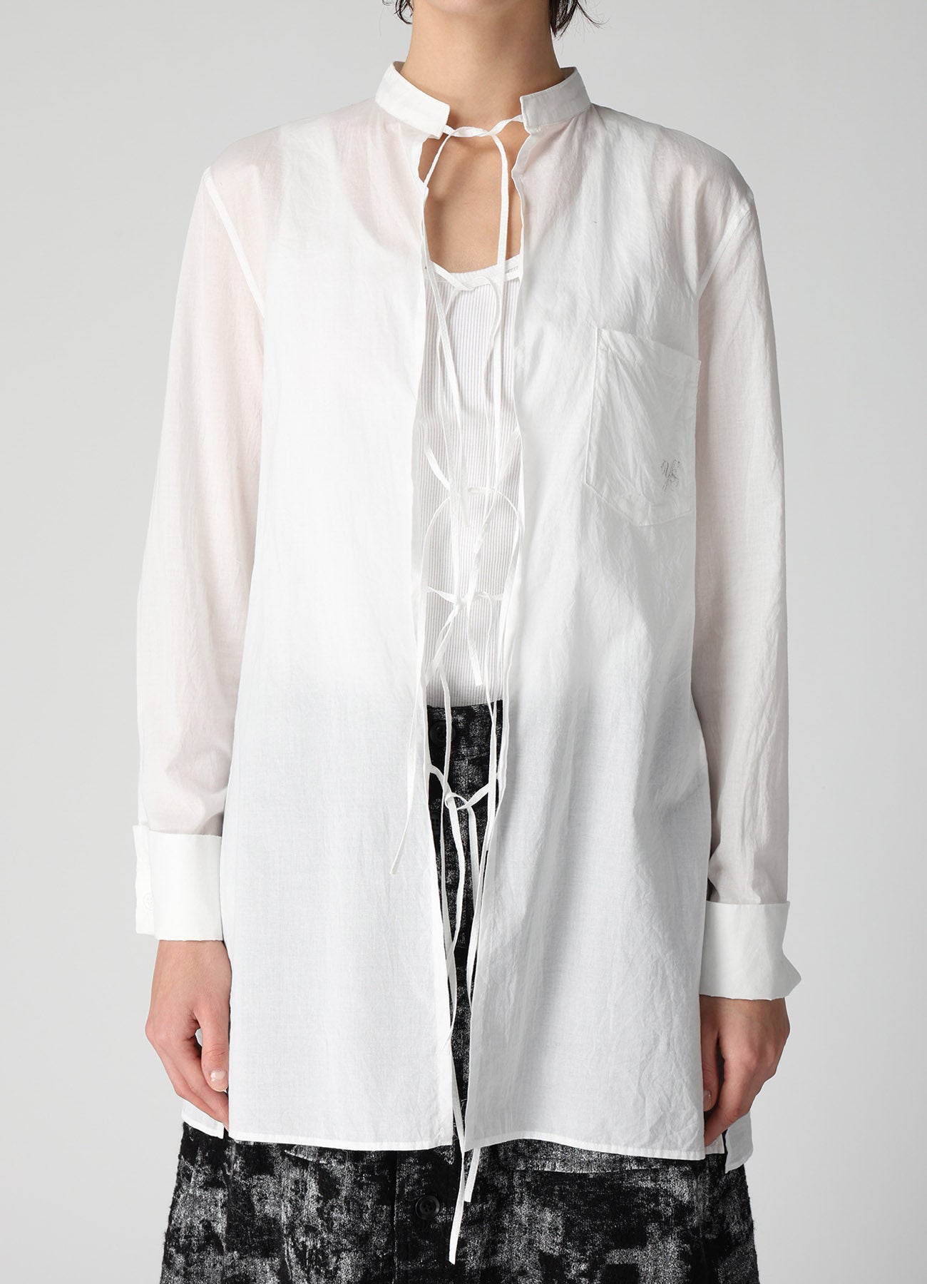 60/- COTTON LAWN STAND COLLAR STRING BLOUSE