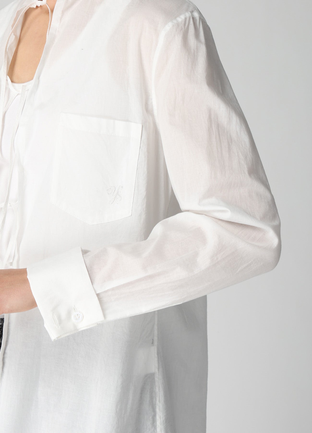 60/- COTTON LAWN STAND COLLAR STRING BLOUSE