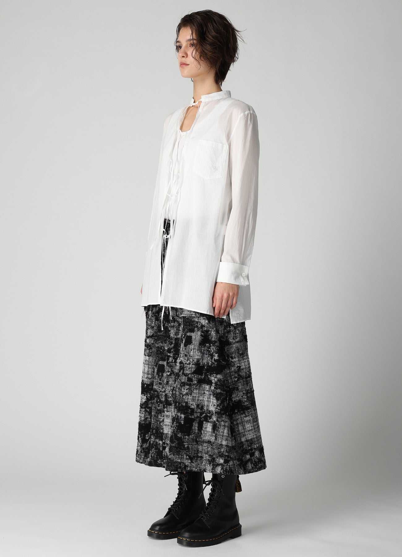 60/- COTTON LAWN STAND COLLAR STRING BLOUSE