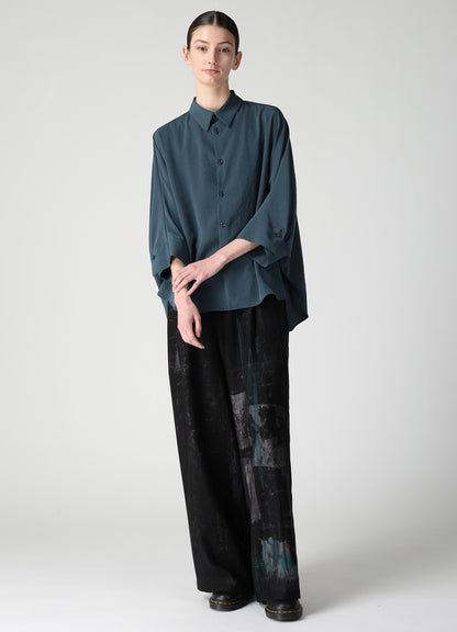 TA/PE CREPE DE CHINE HALF SLEEVE CAPE SHIRT