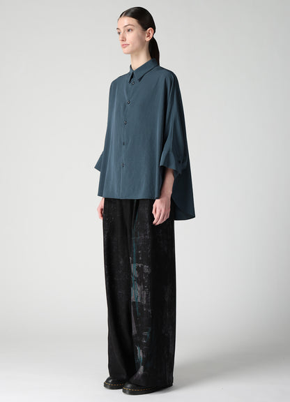 TA/PE CREPE DE CHINE HALF SLEEVE CAPE SHIRT