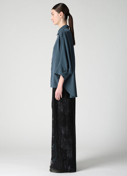 TA/PE CREPE DE CHINE HALF SLEEVE CAPE SHIRT