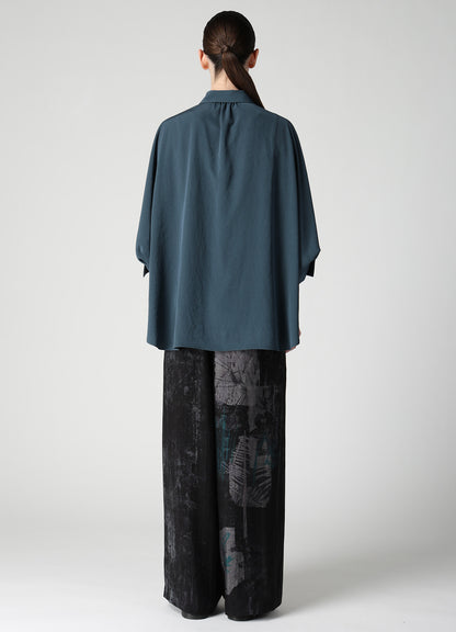 TA/PE CREPE DE CHINE HALF SLEEVE CAPE SHIRT
