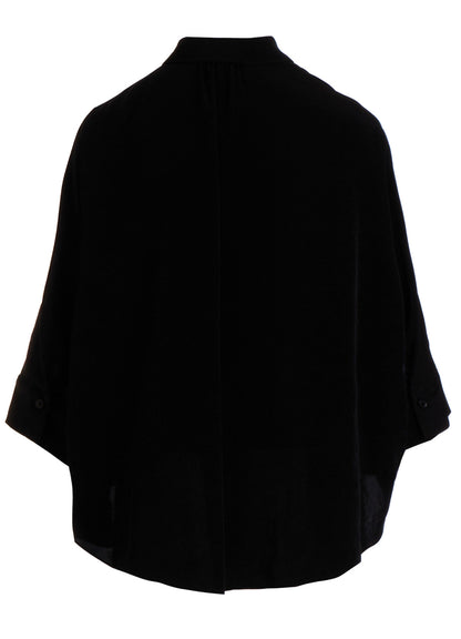 TA/PE CREPE DE CHINE HALF SLEEVE CAPE SHIRT