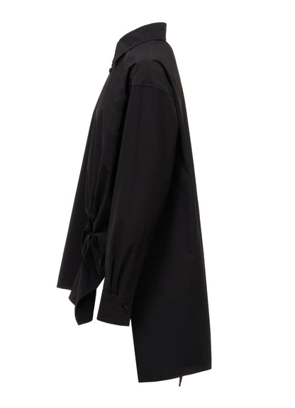 POLYESTER TYPEWRITER CIRCLE GATHER BLOUSE