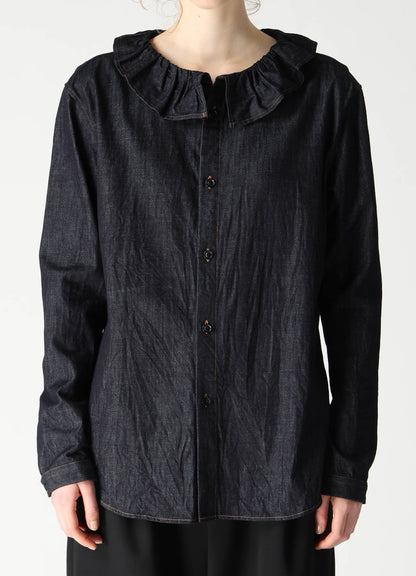 6OZ DENIM GATHERED COLLAR SHIRT