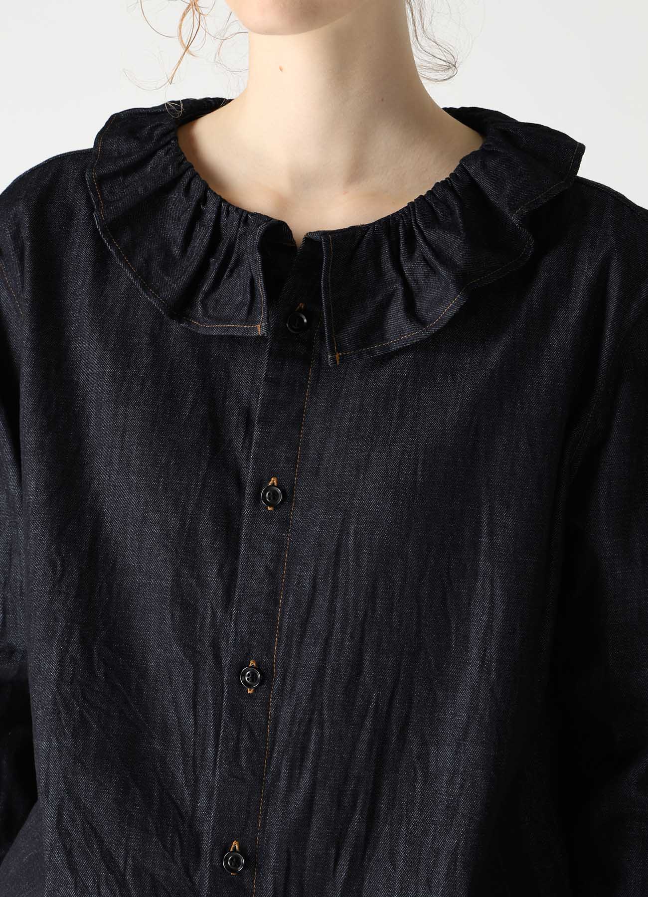 6OZ DENIM GATHERED COLLAR SHIRT