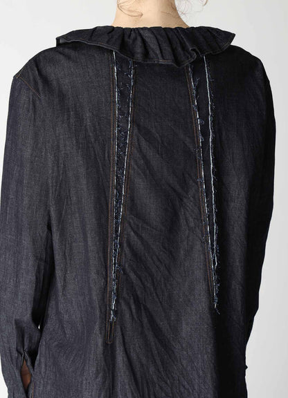 6OZ DENIM GATHERED COLLAR SHIRT