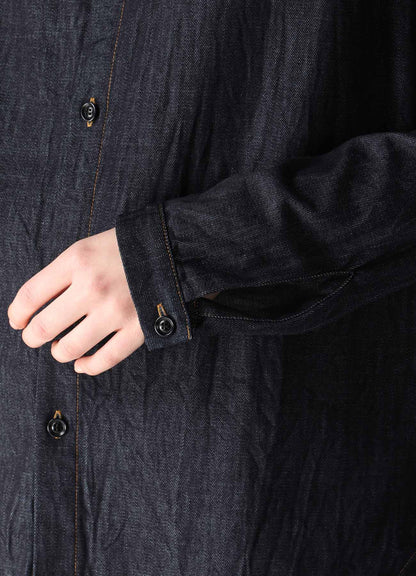 6OZ DENIM GATHERED COLLAR SHIRT