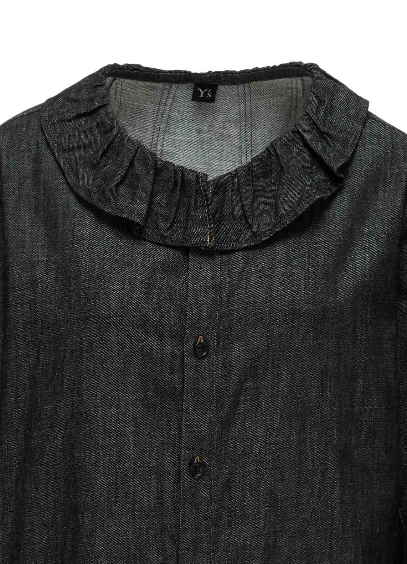 6OZ DENIM GATHERED COLLAR SHIRT