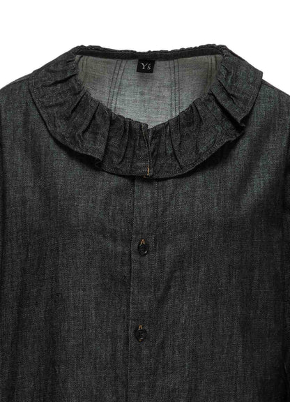6OZ DENIM GATHERED COLLAR SHIRT
