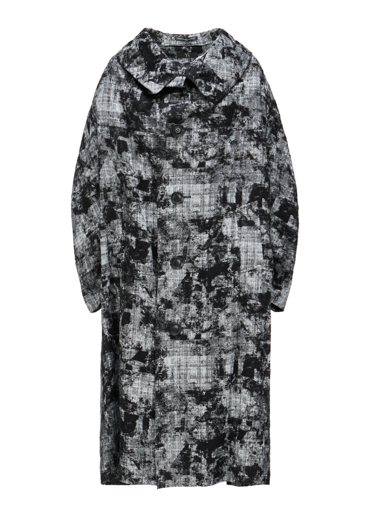 MOHAIR FADED PLAID JACQUARD LONG CAPE COAT