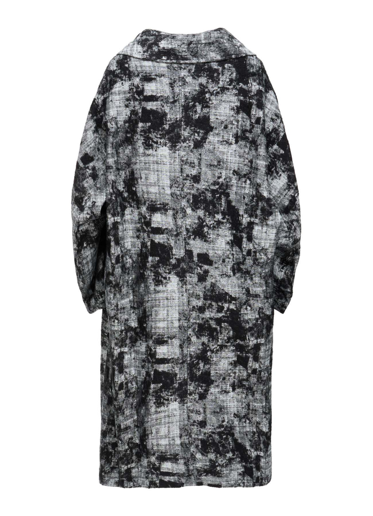 MOHAIR FADED PLAID JACQUARD LONG CAPE COAT
