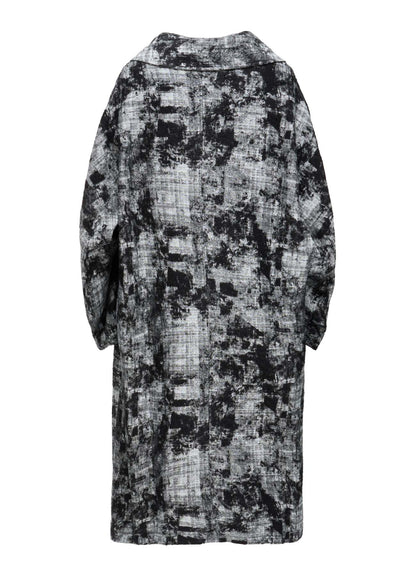 MOHAIR FADED PLAID JACQUARD LONG CAPE COAT
