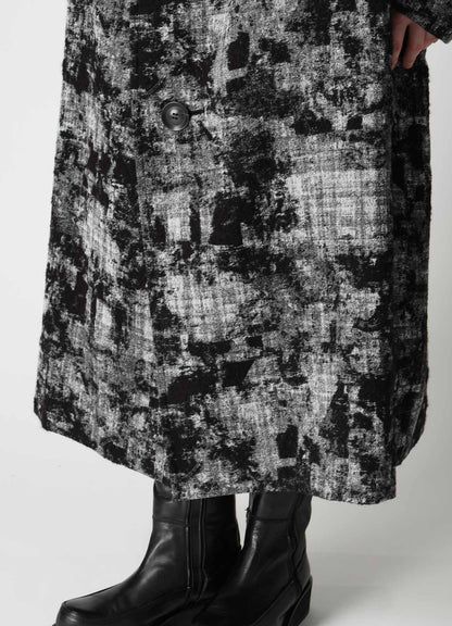 MOHAIR FADED PLAID JACQUARD LONG CAPE COAT