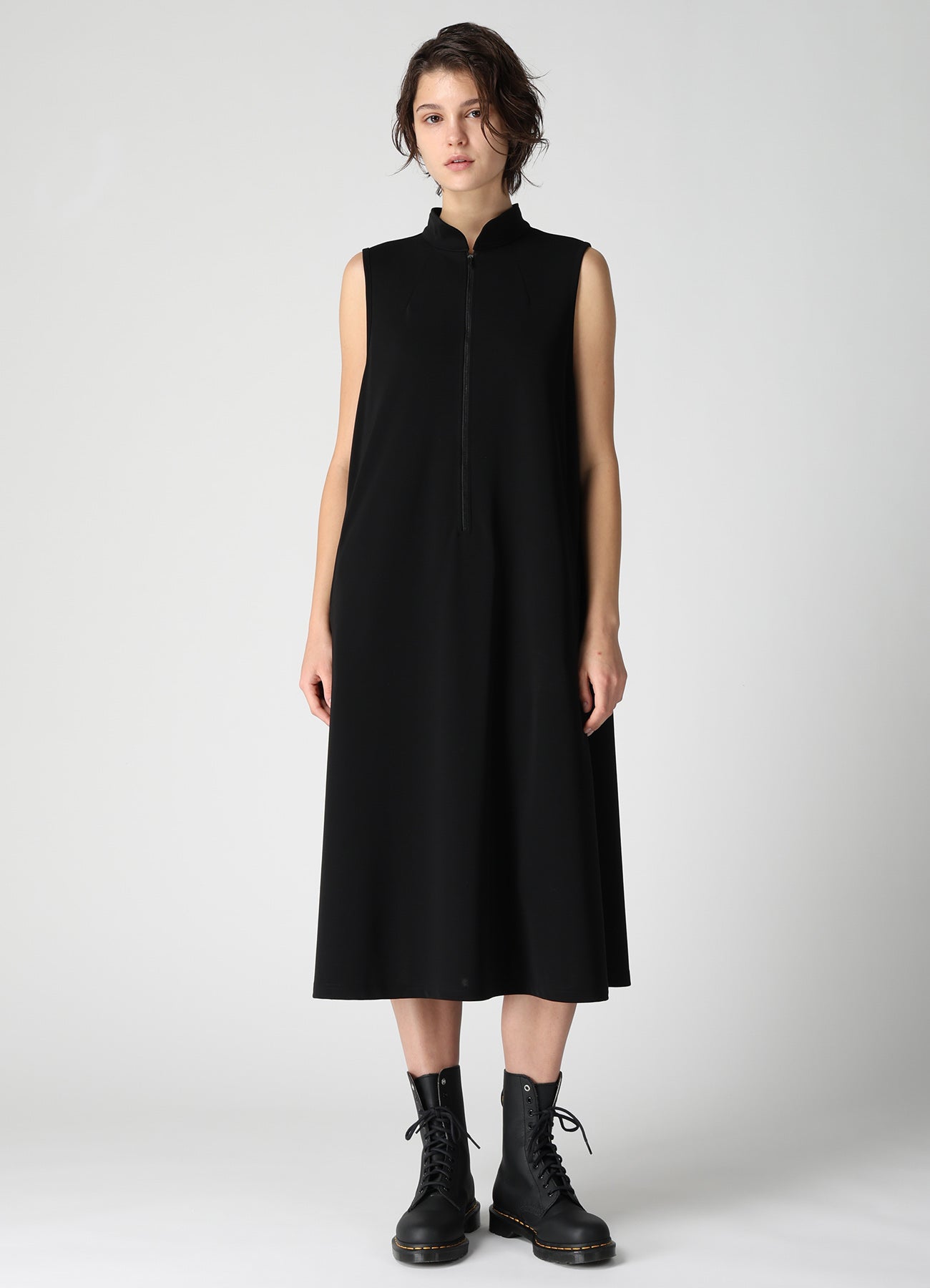 TA/PE STRETCH JERSEY STAND COLLAR DRESS