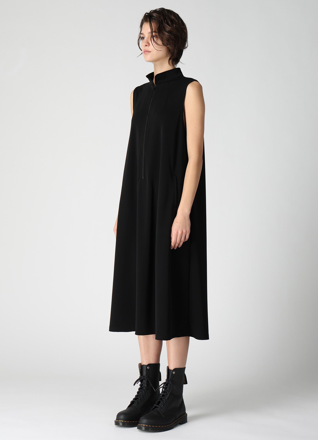 TA/PE STRETCH JERSEY STAND COLLAR DRESS