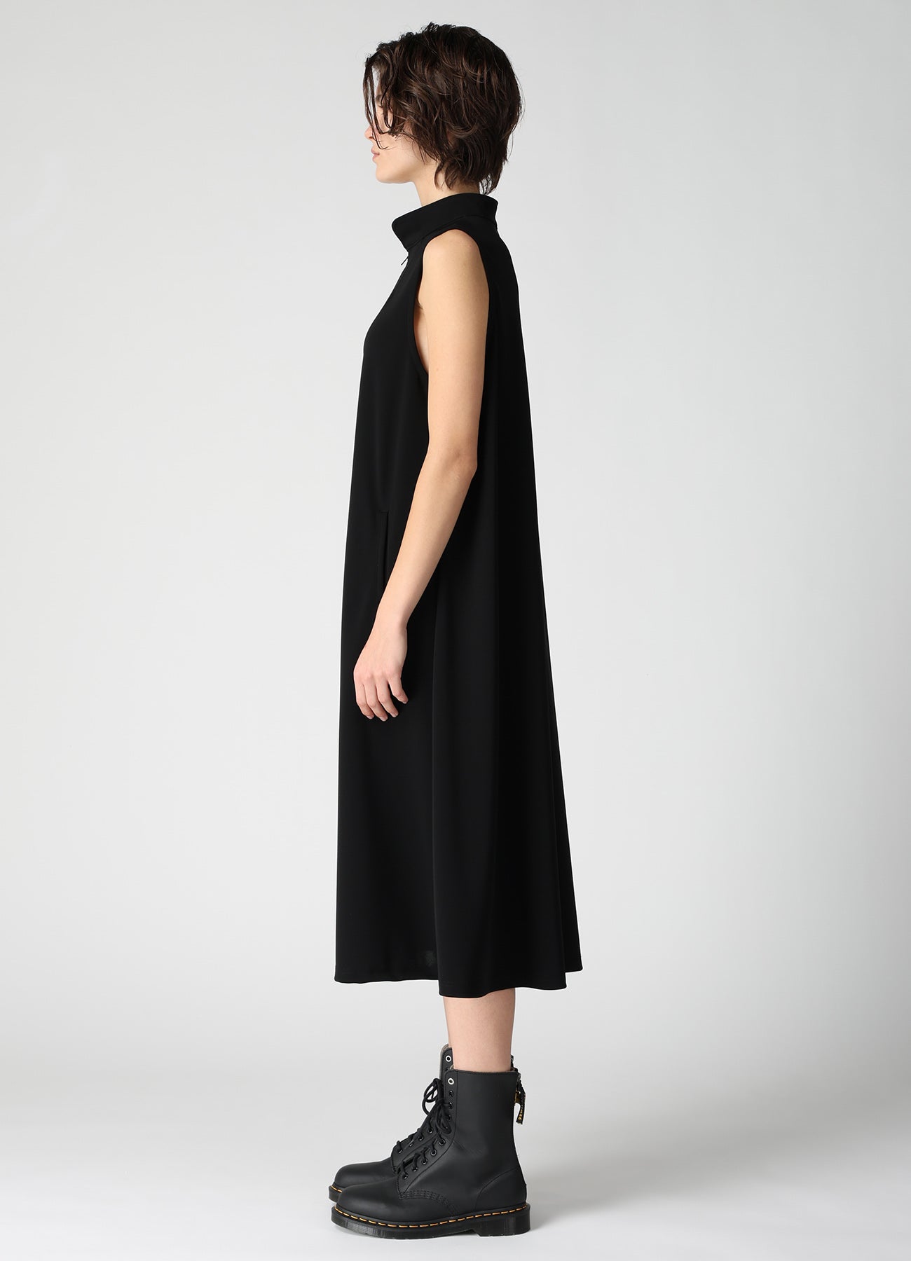 TA/PE STRETCH JERSEY STAND COLLAR DRESS