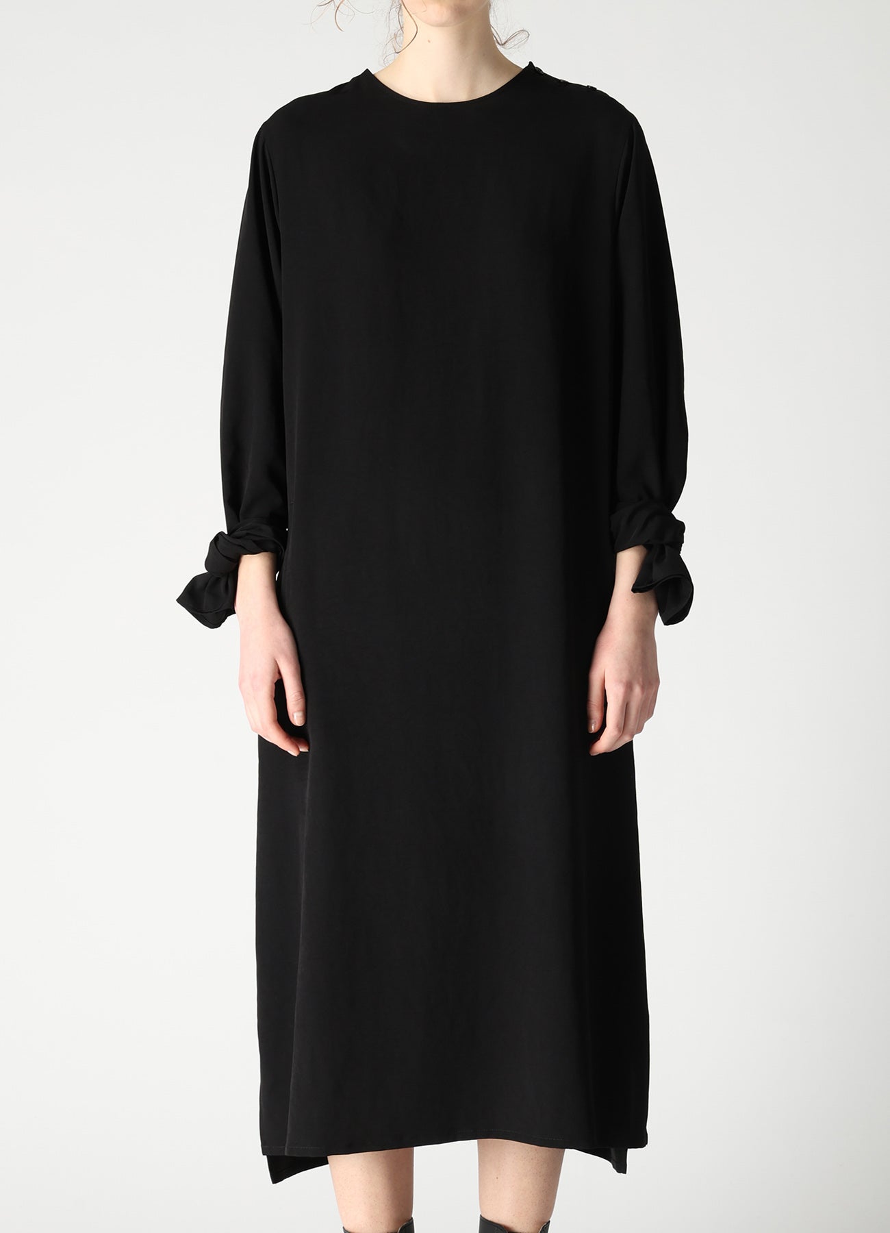 TA/PE CREPE DE CHINE KNOT SLEEVE DRESS
