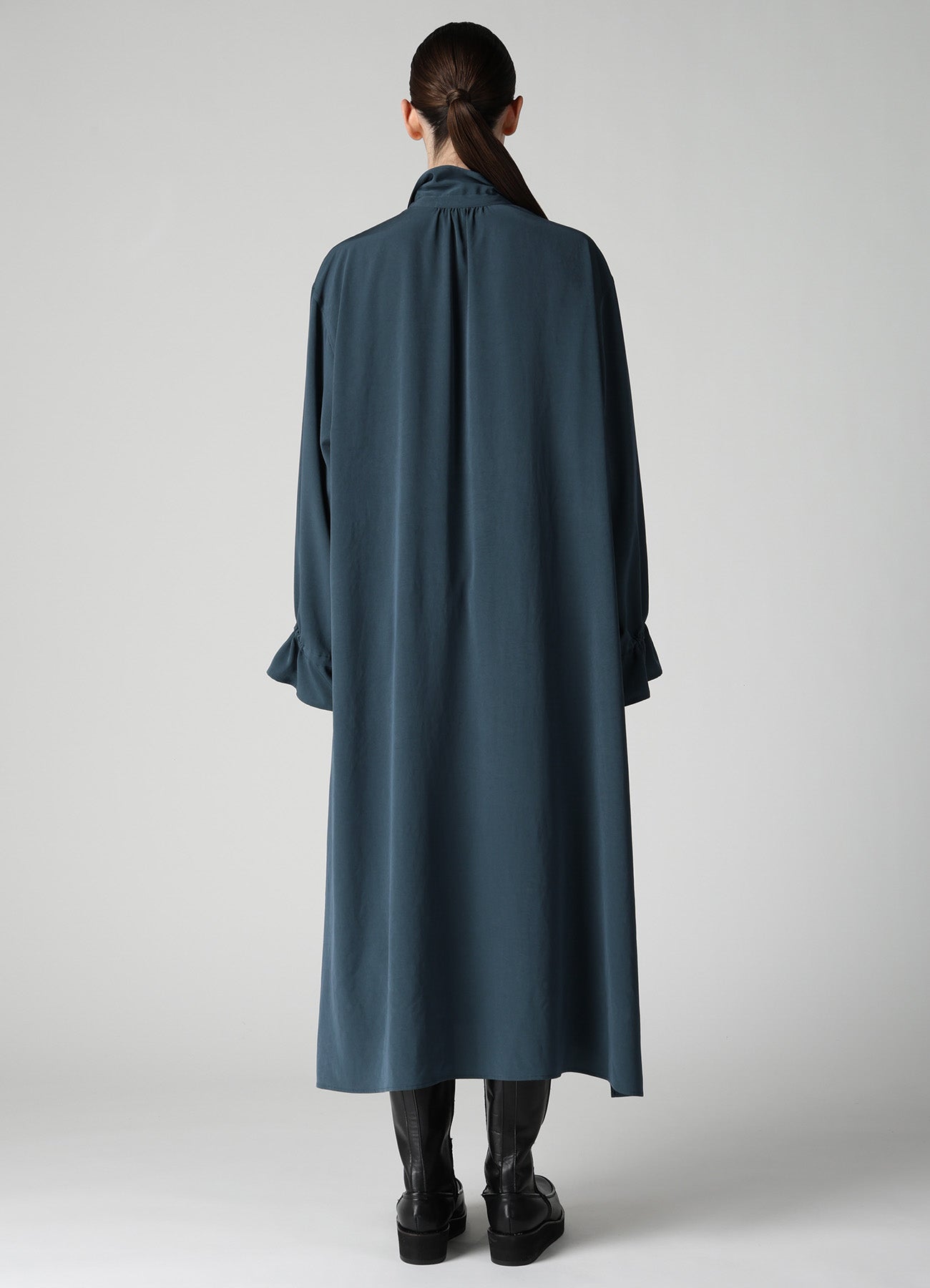 TA/PE CREPE DE CHINE GATHER COLLAR DRESS