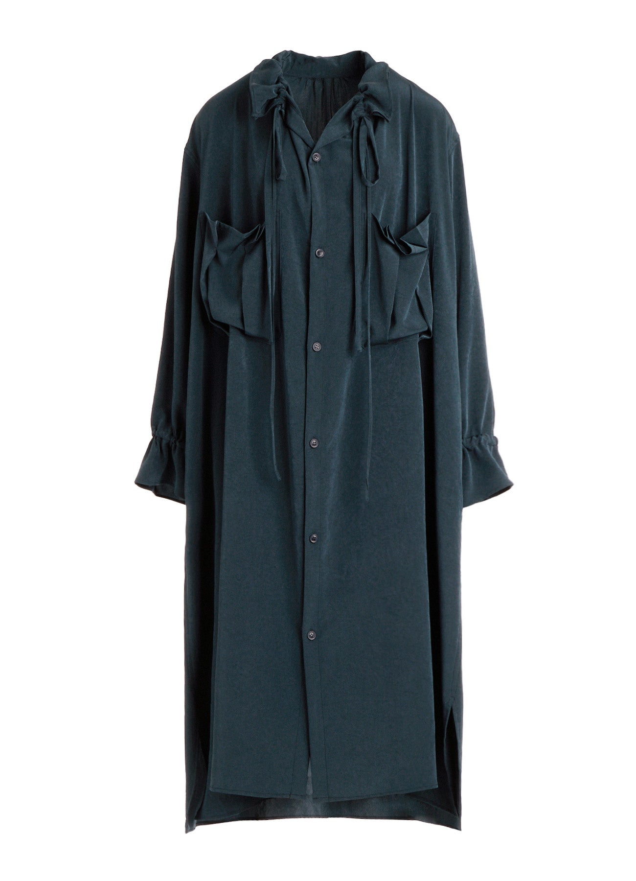 TA/PE CREPE DE CHINE GATHER COLLAR DRESS