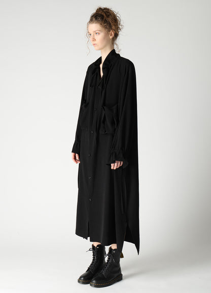 TA/PE CREPE DE CHINE GATHER COLLAR DRESS