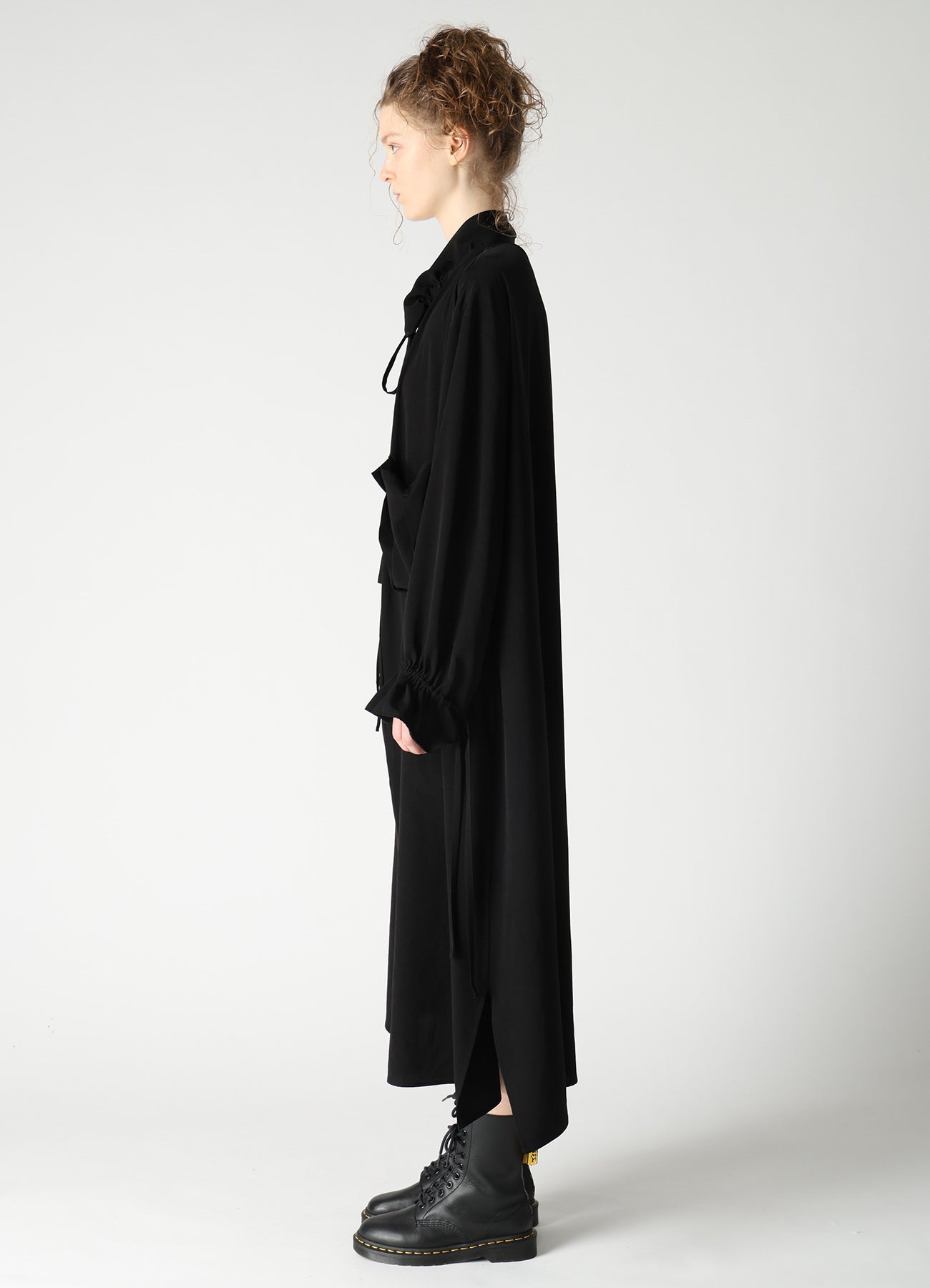 TA/PE CREPE DE CHINE GATHER COLLAR DRESS