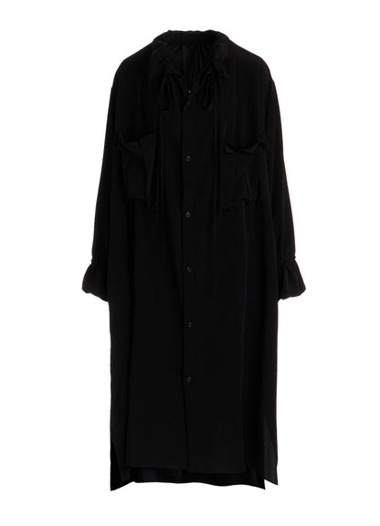 TA/PE CREPE DE CHINE GATHER COLLAR DRESS